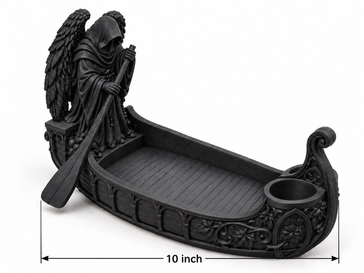 Black Gothic Reaper Catchall Tray with Tealight Holder, 10 Inch Entryway Organizer — photo 5