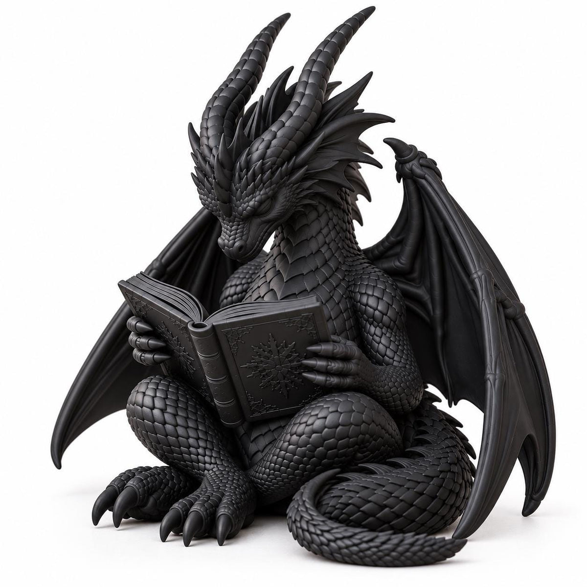 Reading Dragon Statue with Book, Fantasy Bookshelf Decor, Book Lover Gift — photo 3