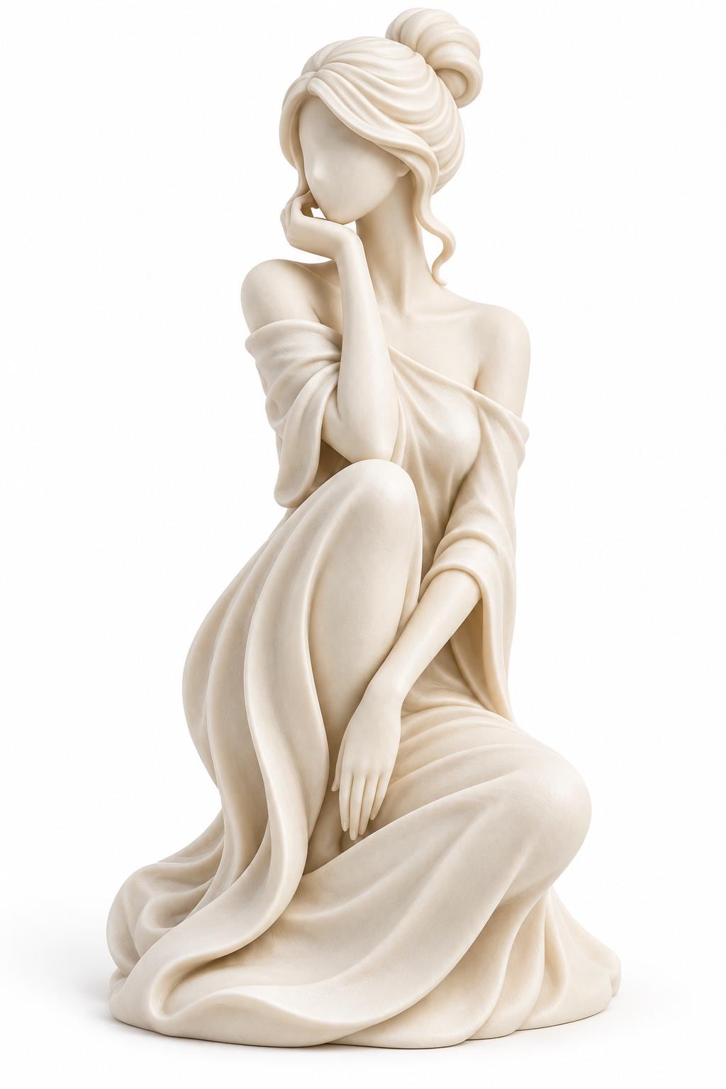 Faceless Woman Statue, Seated Female Sculpture, Feminine Shelf Decor — photo 6