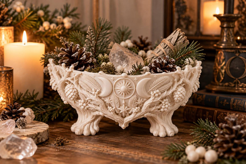 Yule Offering Bowl – Winter Solstice Triple Moon Altar Dish — photo 5