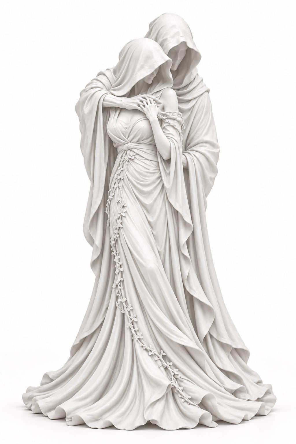 Gothic Couple Sculpture, Grim Reaper Dark Empress Decor, Skeleton Lovers Gift — photo 4