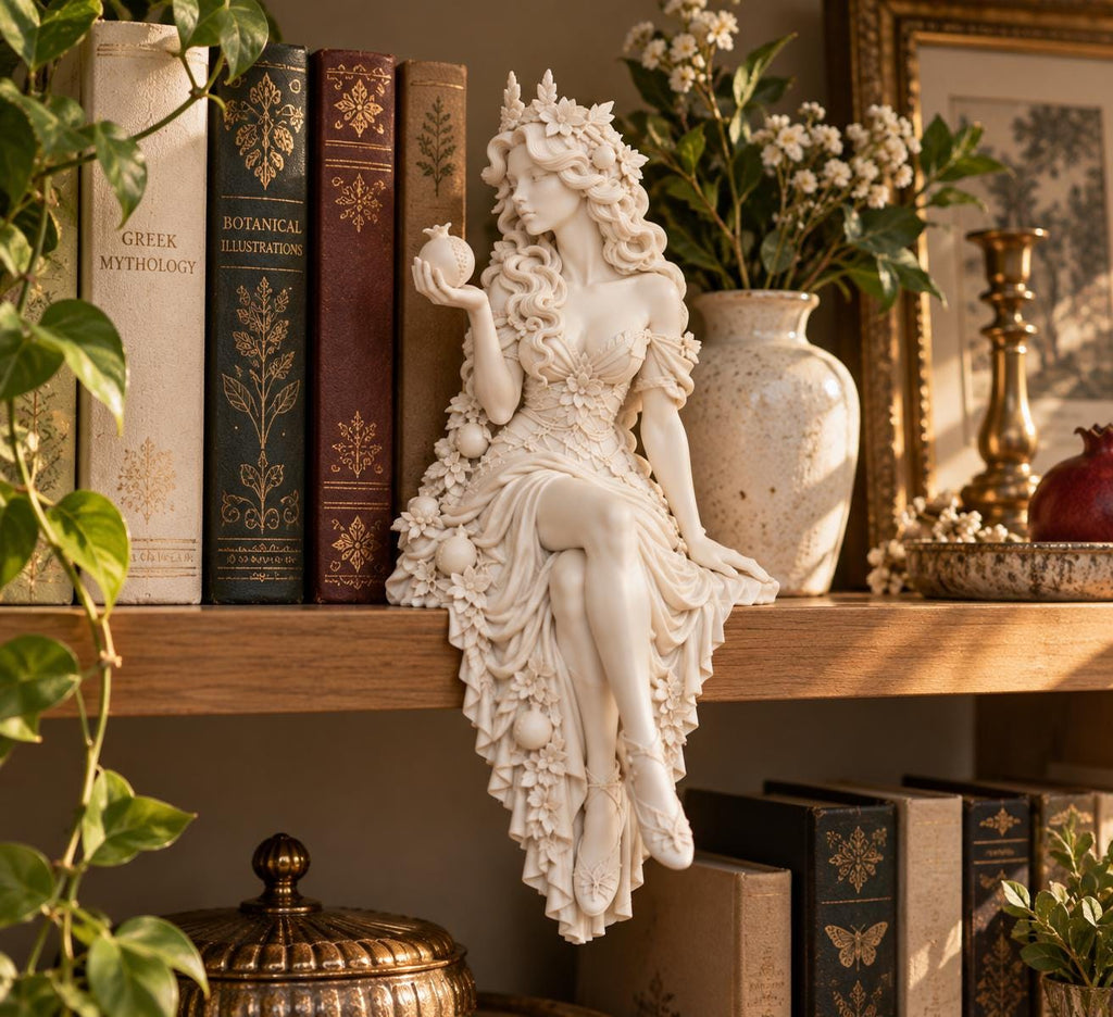 Persephone Shelf Sitter Statue, Greek Goddess of Spring, Pomegranate Mythology Decor — photo 2