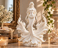 Mermaid Statue, Sea Goddess Sculpture, White Siren Figurine, Coastal Ocean Decor