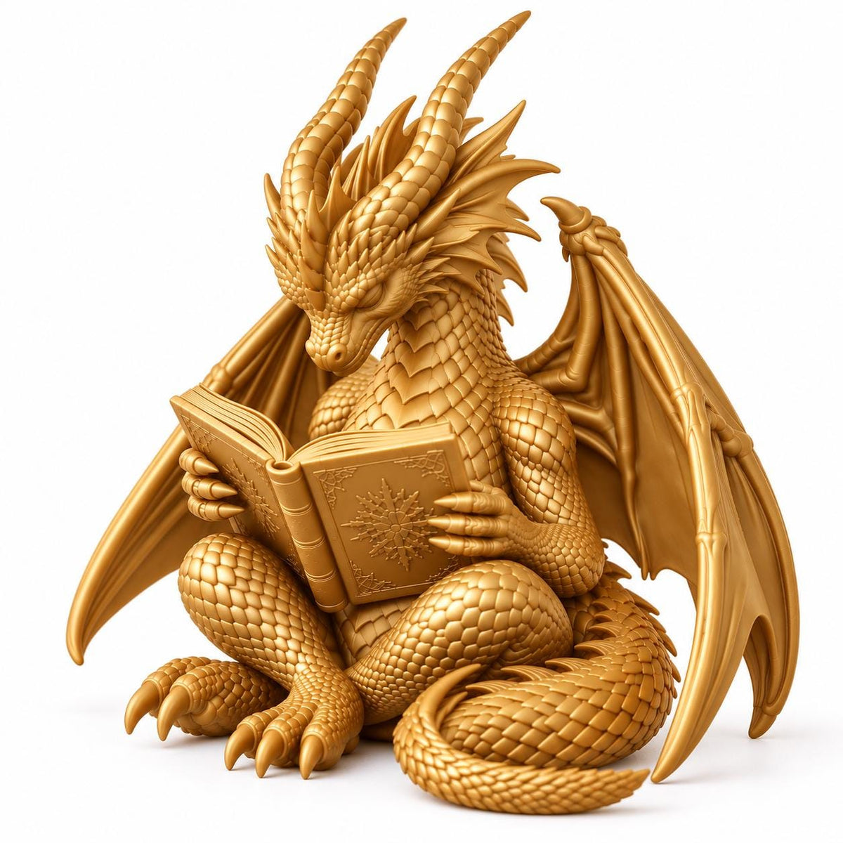 Reading Dragon Statue with Book, Fantasy Bookshelf Decor, Book Lover Gift — photo 5