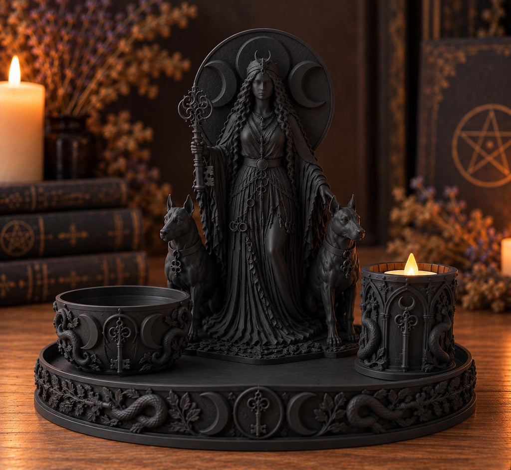 Hecate Altar Set, Greek Goddess Statue, Offering Bowl & Tray, Witchcraft Altar Decor — photo 2