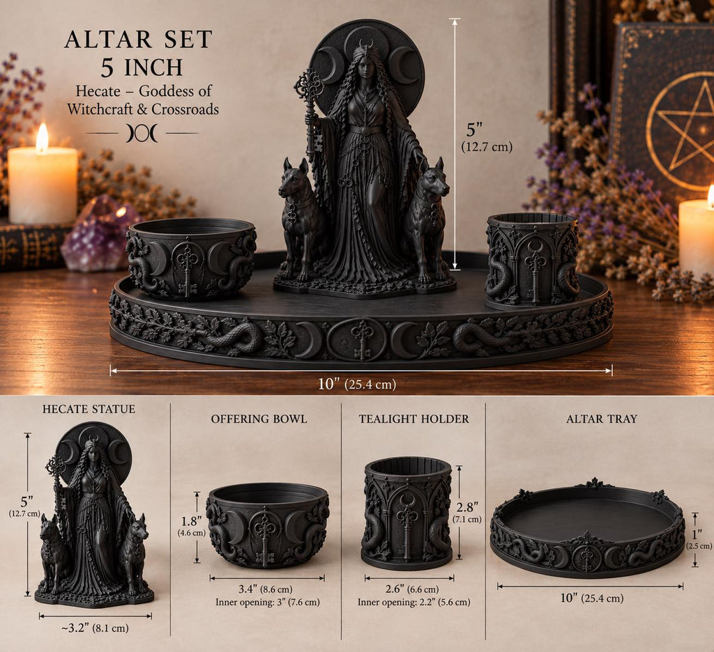 Hecate Altar Set, Greek Goddess Statue, Offering Bowl & Tray, Witchcraft Altar Decor — photo 5