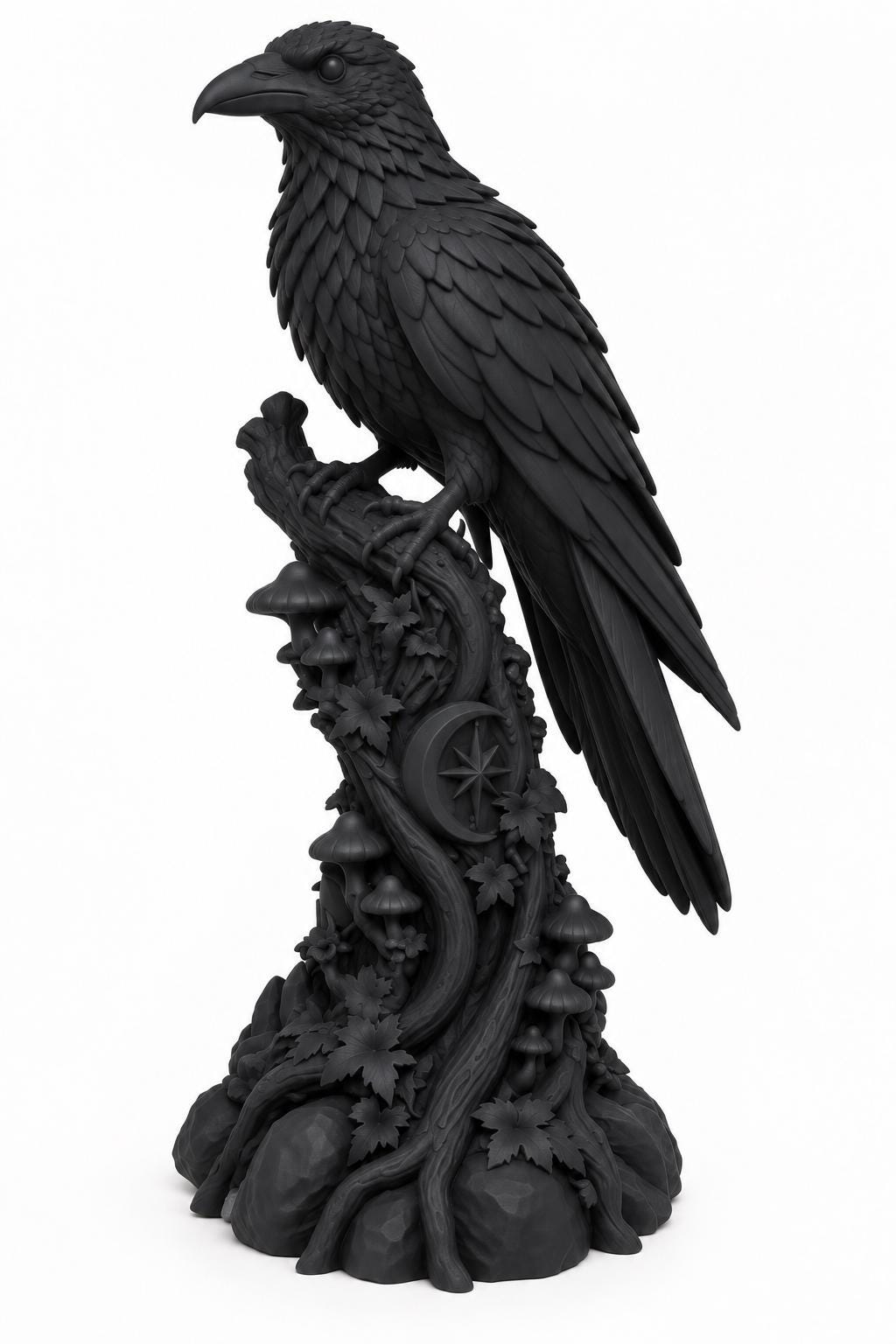Raven on a Perch Statue, Gothic Raven Figurine, Witchy Altar Decor, Dark Academia Bookshelf Decoration — photo 4