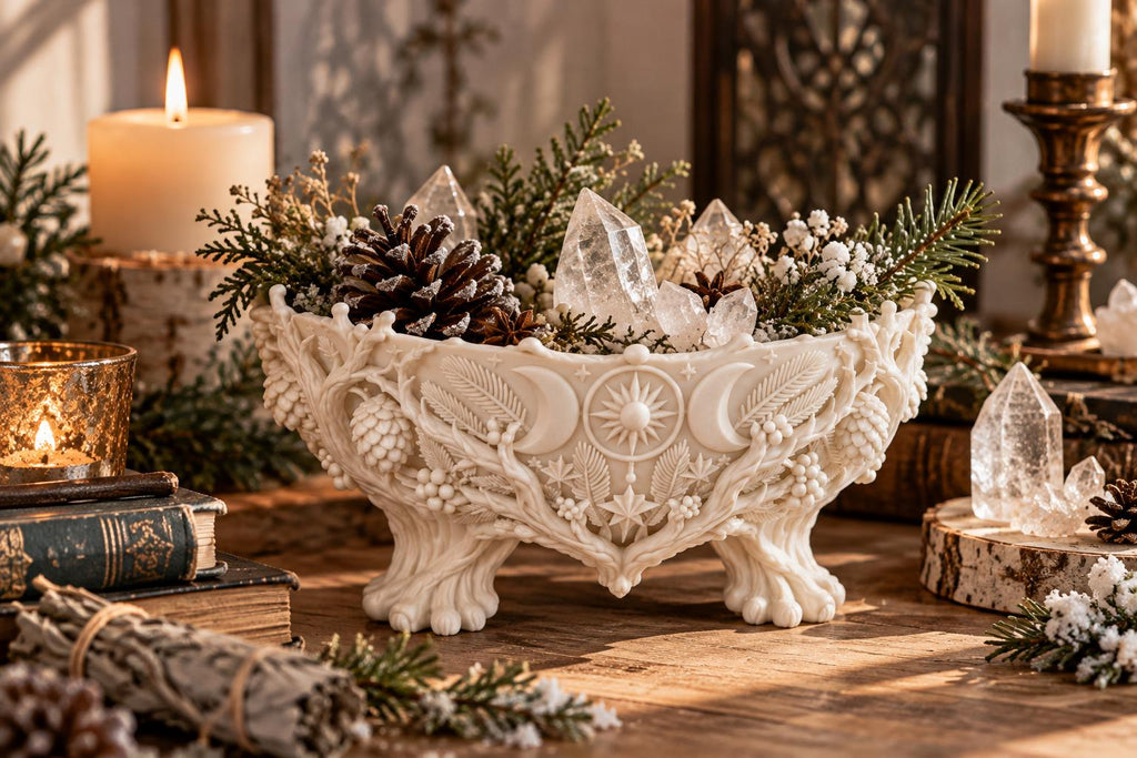 Yule Offering Bowl – Winter Solstice Triple Moon Altar Dish — photo 2
