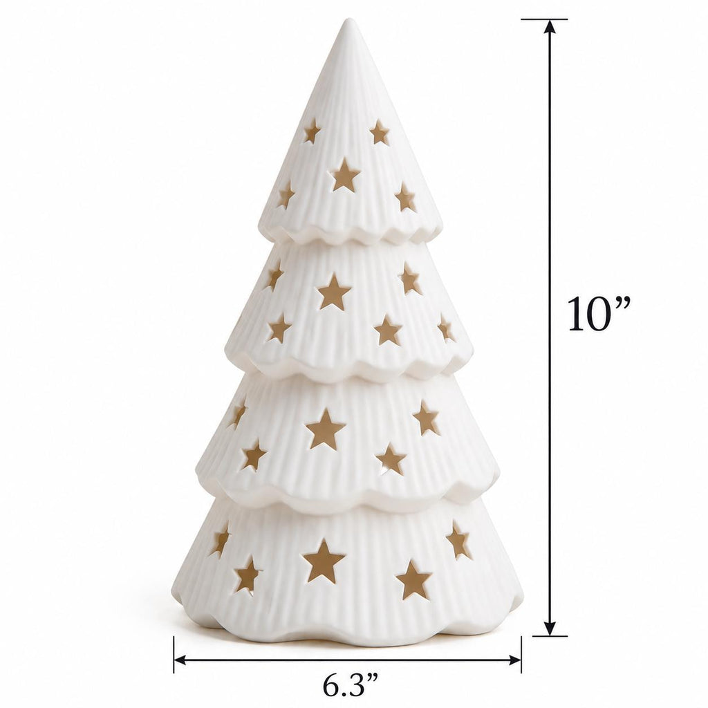 Christmas Tree Lantern, 10 Inch White Star Luminary, LED Tealight Included — photo 4