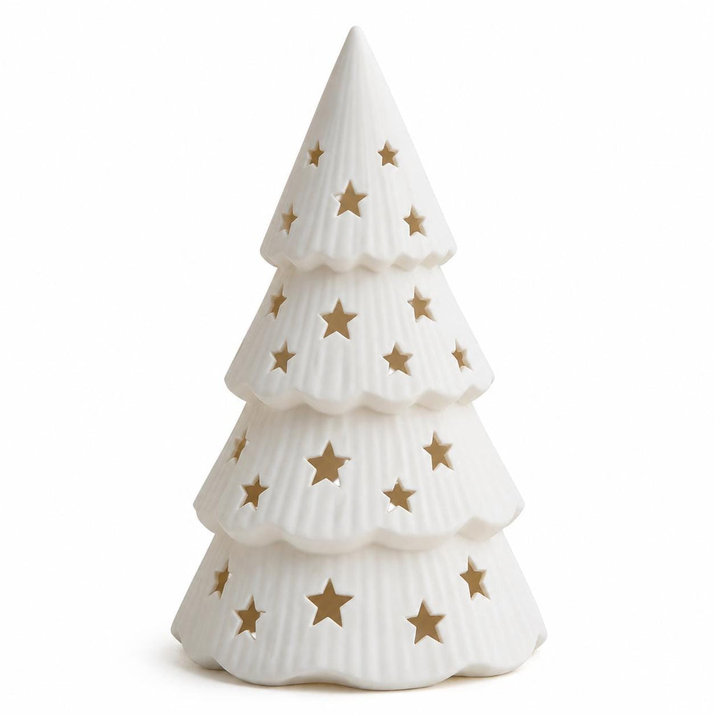 Christmas Tree Lantern, 10 Inch White Star Luminary, LED Tealight Included — photo 5