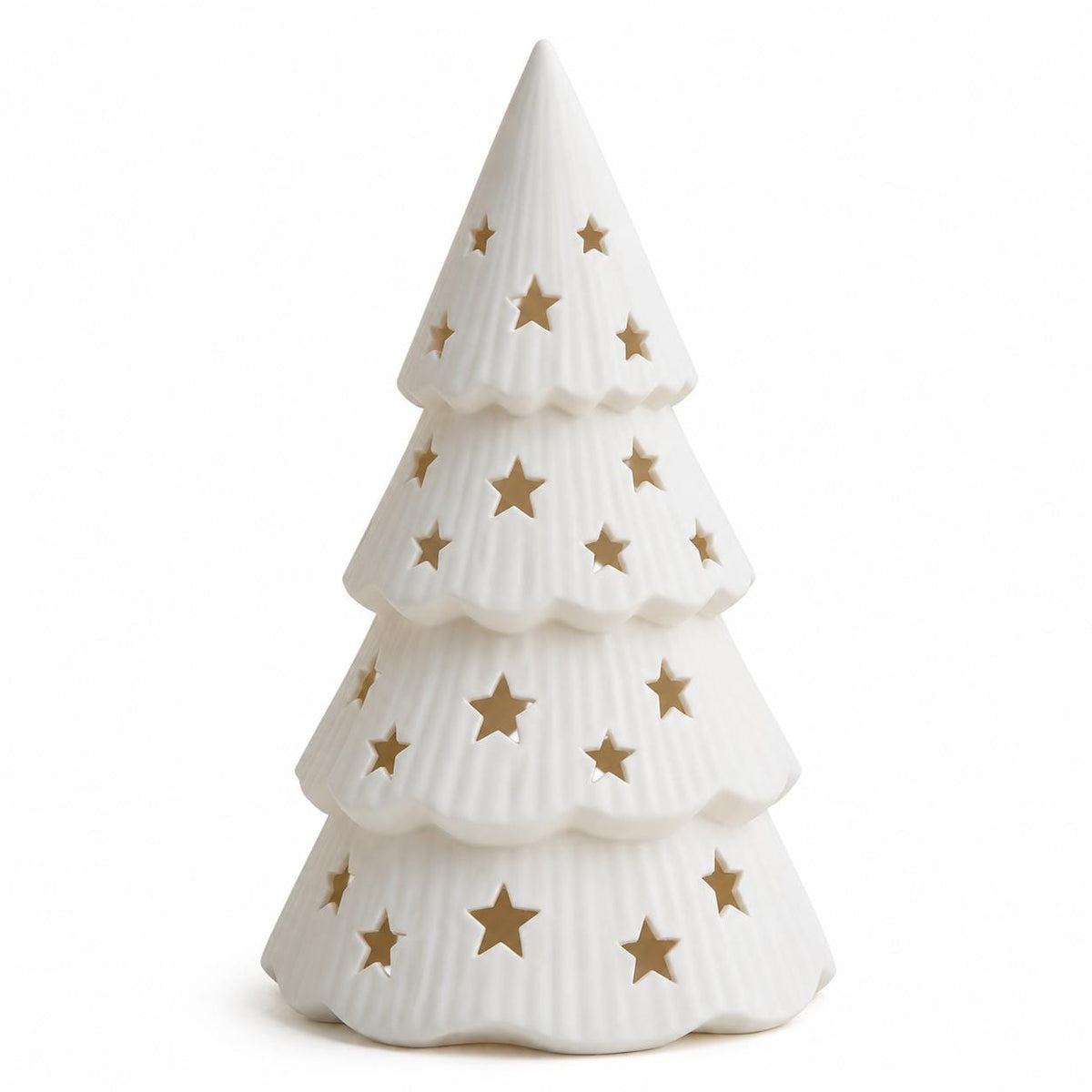 Christmas Tree Lantern, 10 Inch White Star Luminary, LED Tealight Included — photo 5