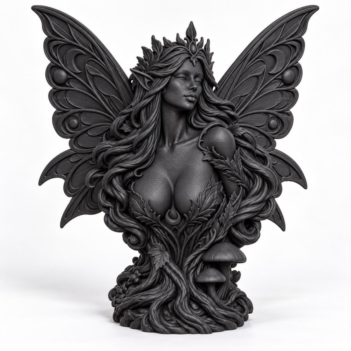 Woodland Fairy Queen Bust, Winged Fantasy Statue — photo 3