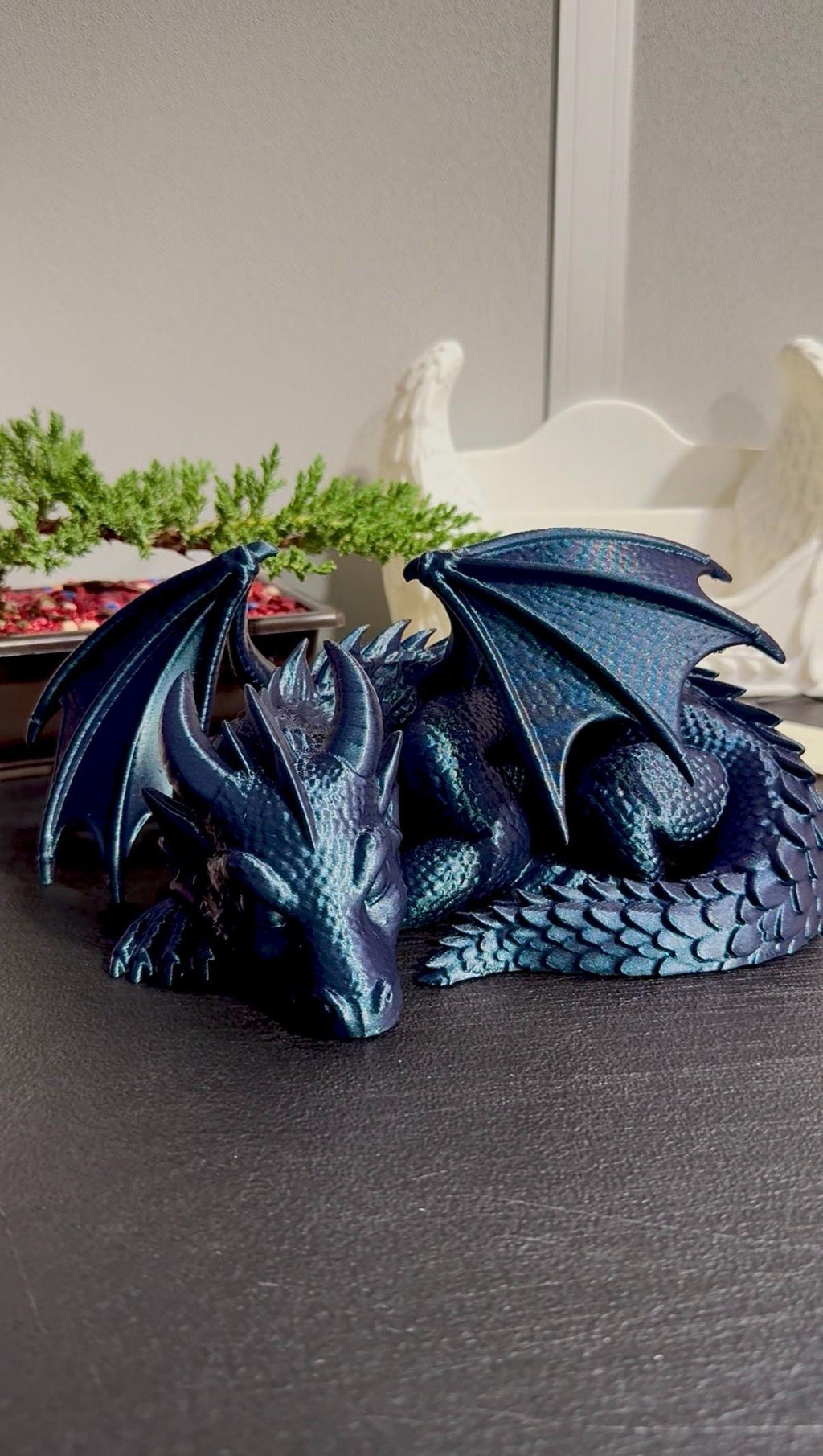 Sleeping Dragon Statue – Curled Fantasy Bookshelf Decor — photo 11