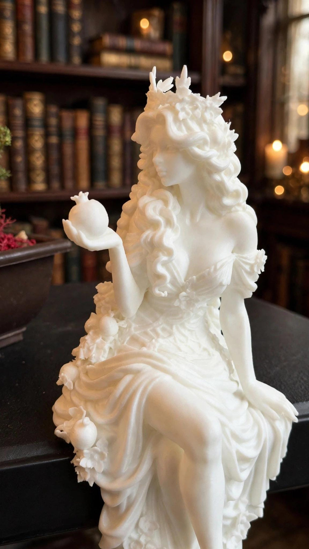 Persephone Shelf Sitter Statue, Greek Goddess of Spring, Pomegranate Mythology Decor — photo 5