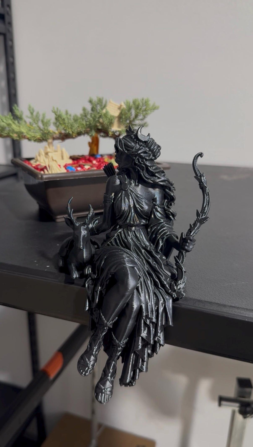Artemis Greek Goddess Statue, Huntress Moon Deity Sculpture, White Pagan Altar Decor — photo 6