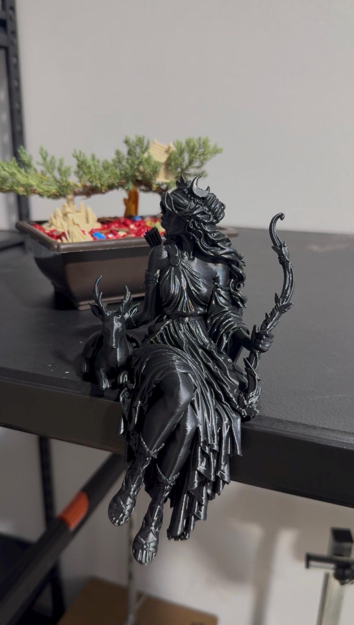 Artemis Greek Goddess Statue, Huntress Moon Deity Sculpture, White Pagan Altar Decor — photo 6