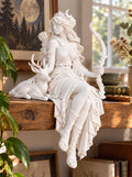 Artemis Greek Goddess Statue, Huntress Moon Deity Sculpture, White Pagan Altar Decor