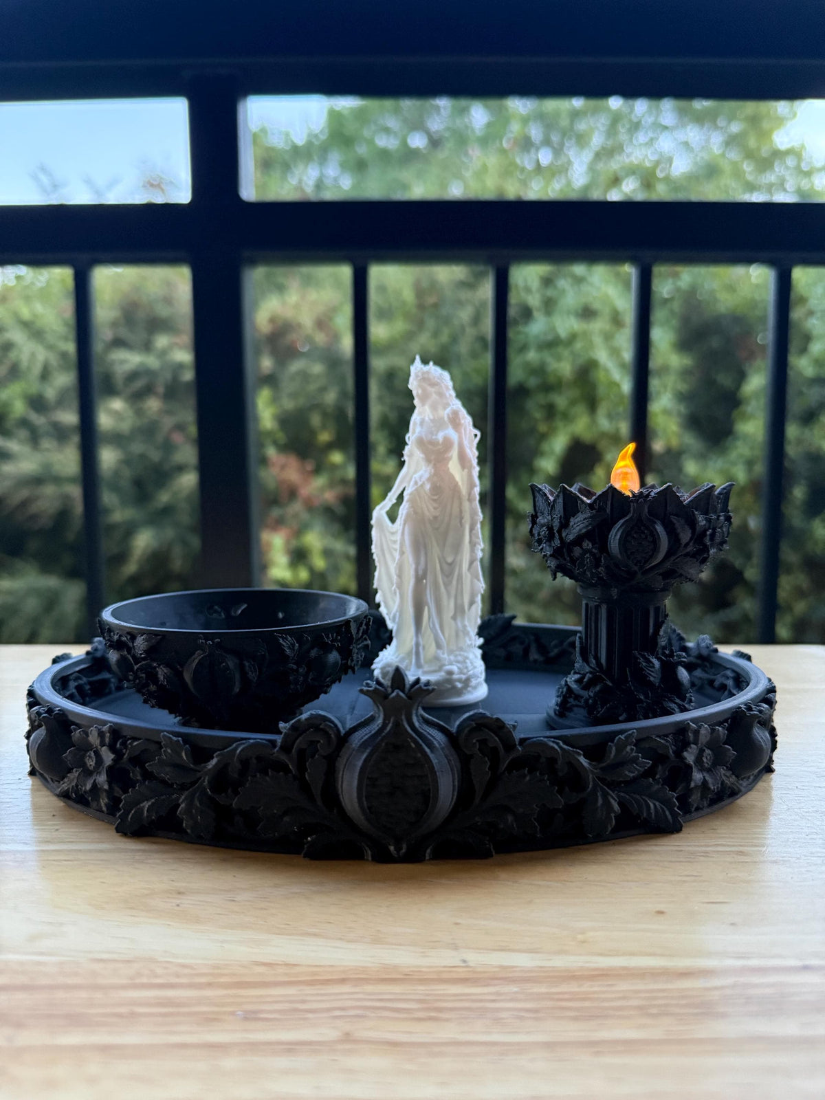 Persephone Altar Set, Greek Goddess Statue, Offering Bowl & Tray, Pagan Altar Decor — photo 8