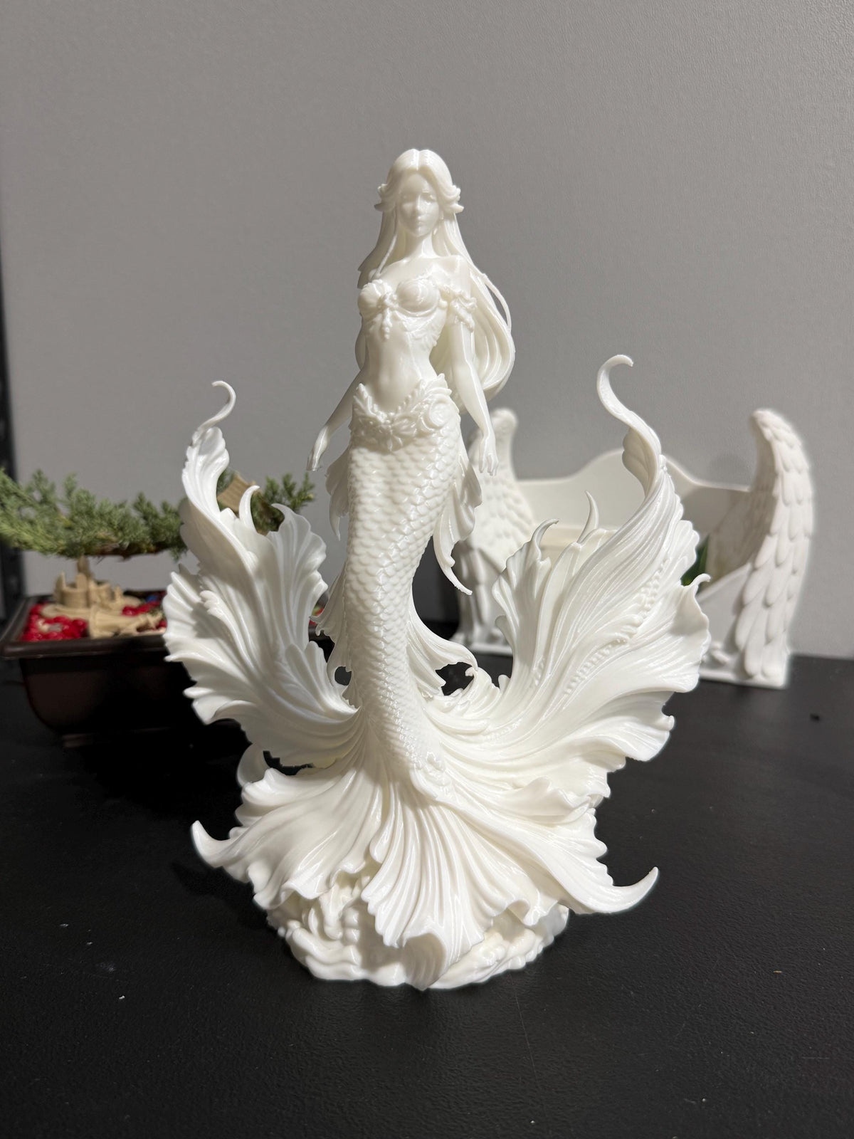 Mermaid Statue, Sea Goddess Sculpture, White Siren Figurine, Coastal Ocean Decor — photo 5