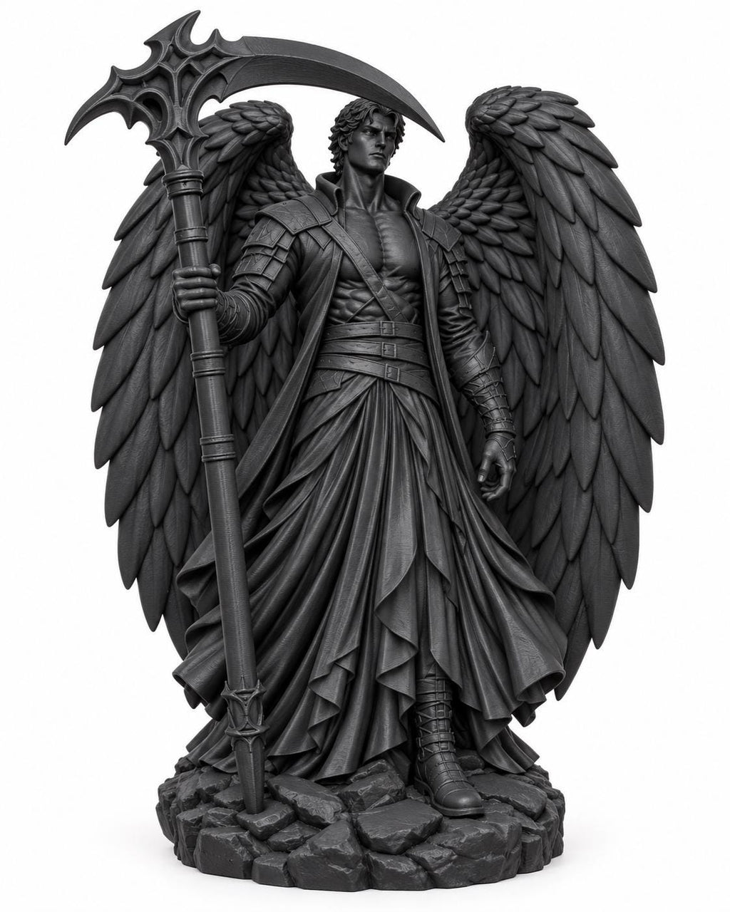 Fallen Angel Statue, Gothic Winged Warrior, Dark Fantasy Bookish Decor — photo 3