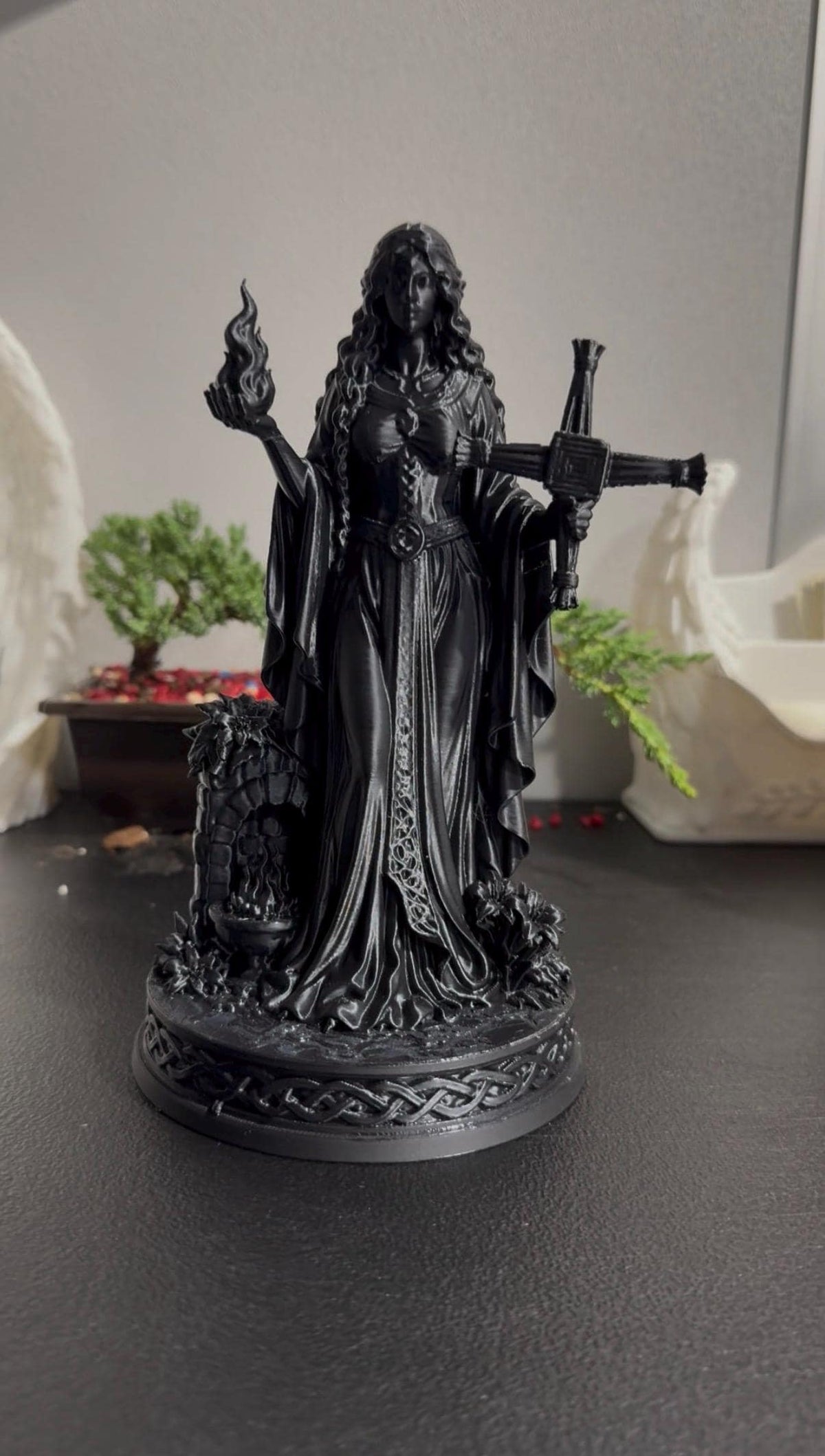 Brigid Goddess Statue, Celtic Pagan Altar Decor, Irish Goddess Figurine, Sacred Flame Imbolc Sculpture — photo 5