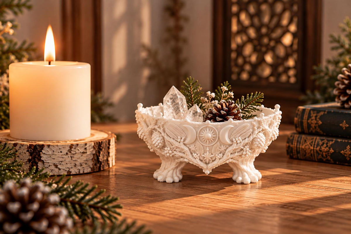 Yule Offering Bowl – Winter Solstice Triple Moon Altar Dish — photo 3