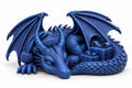Christmas Sleeping Dragon Figurine, Santa Hat Dragon Statue, Fantasy Holiday Decor — photo 2